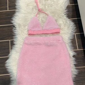SOLD!!!! Pink Fluffy two piece set SOLD!!!!